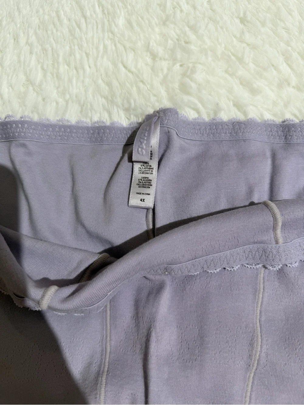 SKIMS 4X Matching Lace Pajama Set Pointelle Shorts Tank Top Lavender Purple Soft
